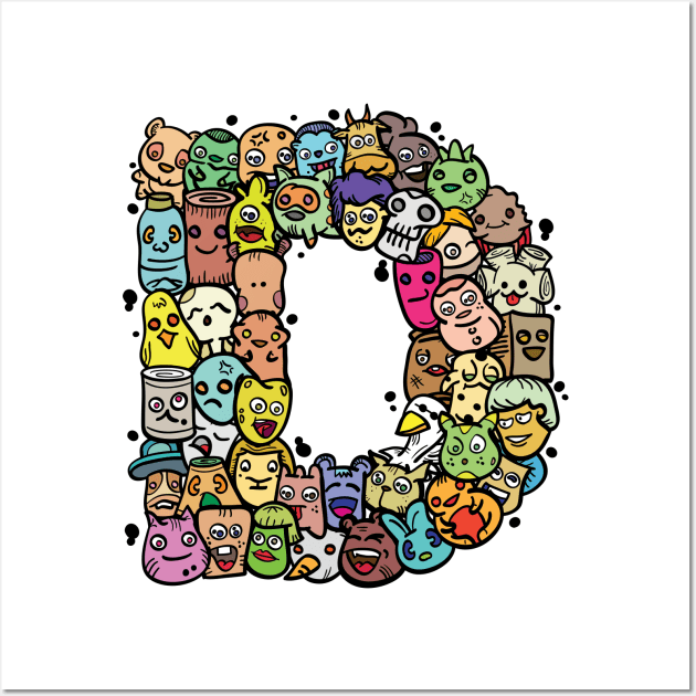 Alphabet Monster Doodle Letter D Monogram Wall Art by Irene Koh Studio